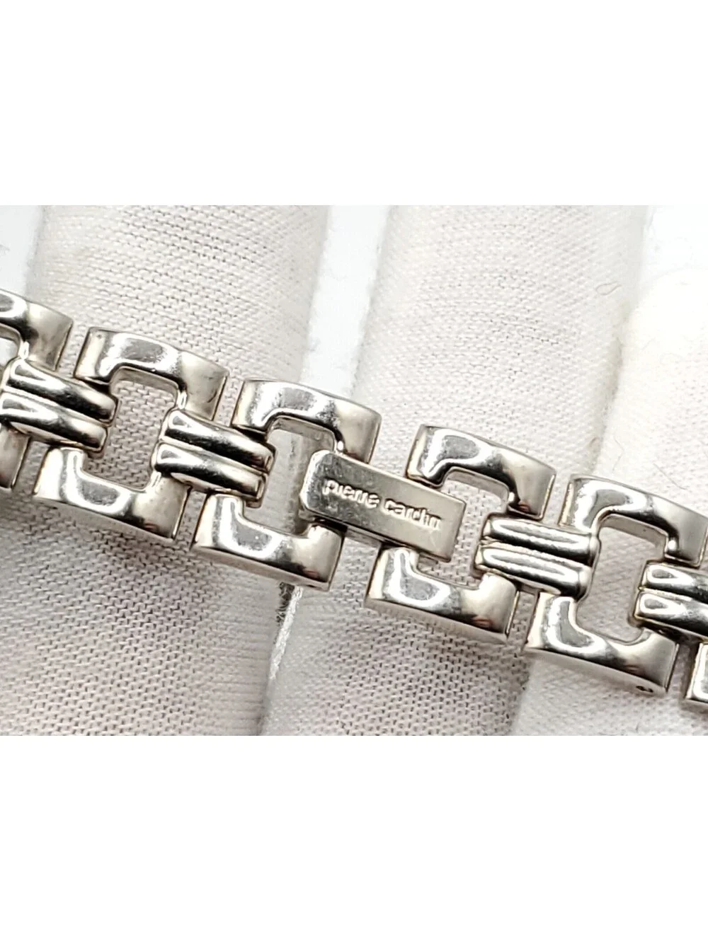 Pierre Cardin Quartz Watch  Women New Battery Silver Tone Square White Dial 21mm